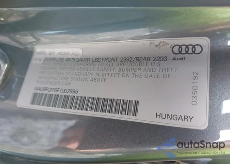 2015 Audi A3 2.0T Premium z USA, uszkodzony, nr VIN WAUBFGFF8F1002896